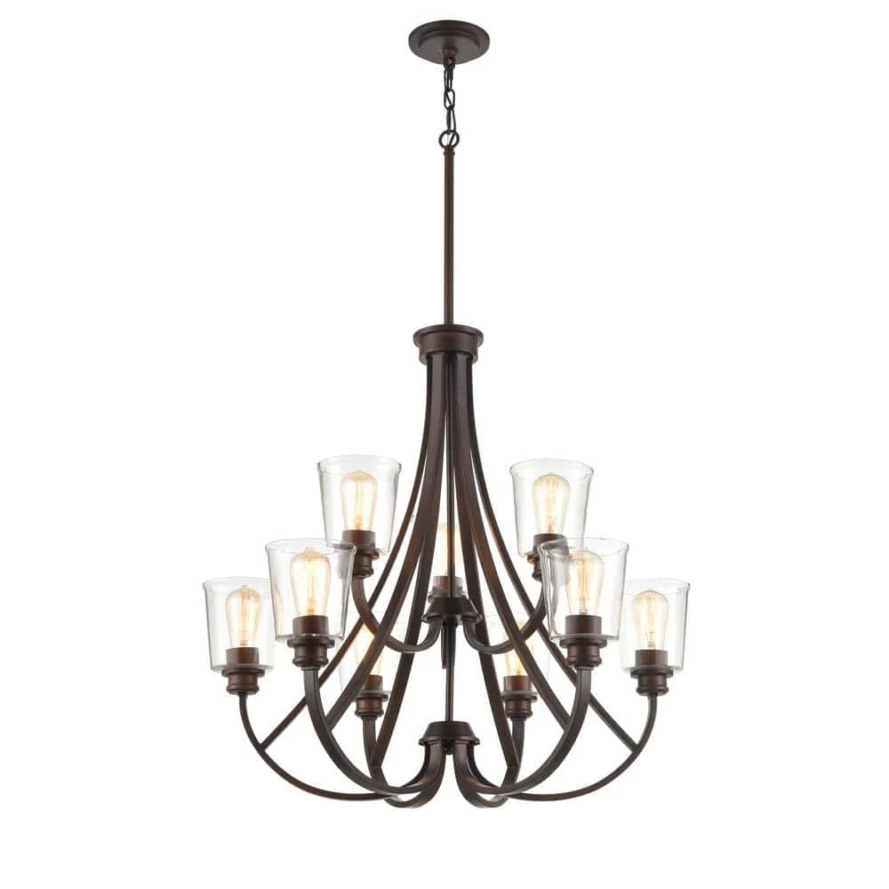 9-Lights 29.25 in. Rubbed Bronze Chandelier by Millennium Lighting 3 9-Lights 29.25 in. Rubbed Bronze Chandelier by Millennium Lighting - Image 3