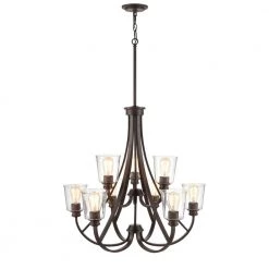 9-Lights 29.25 in. Rubbed Bronze Chandelier by Millennium Lighting