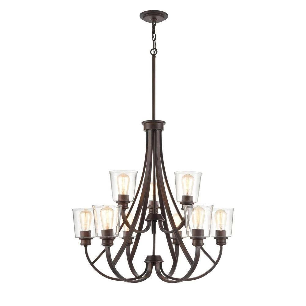 9-Lights 29.25 in. Rubbed Bronze Chandelier by Millennium Lighting 2 9-Lights 29.25 in. Rubbed Bronze Chandelier by Millennium Lighting - Image 2