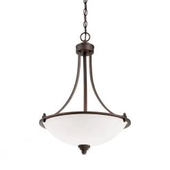 3-Light Rubbed Bronze Pendant with Etched White Glass by Millennium Lighting