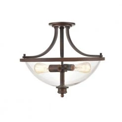 19 in. 2-Light Rubbed Bronze Semi-Flush Ceiling Flush Mount by Millennium Lighting