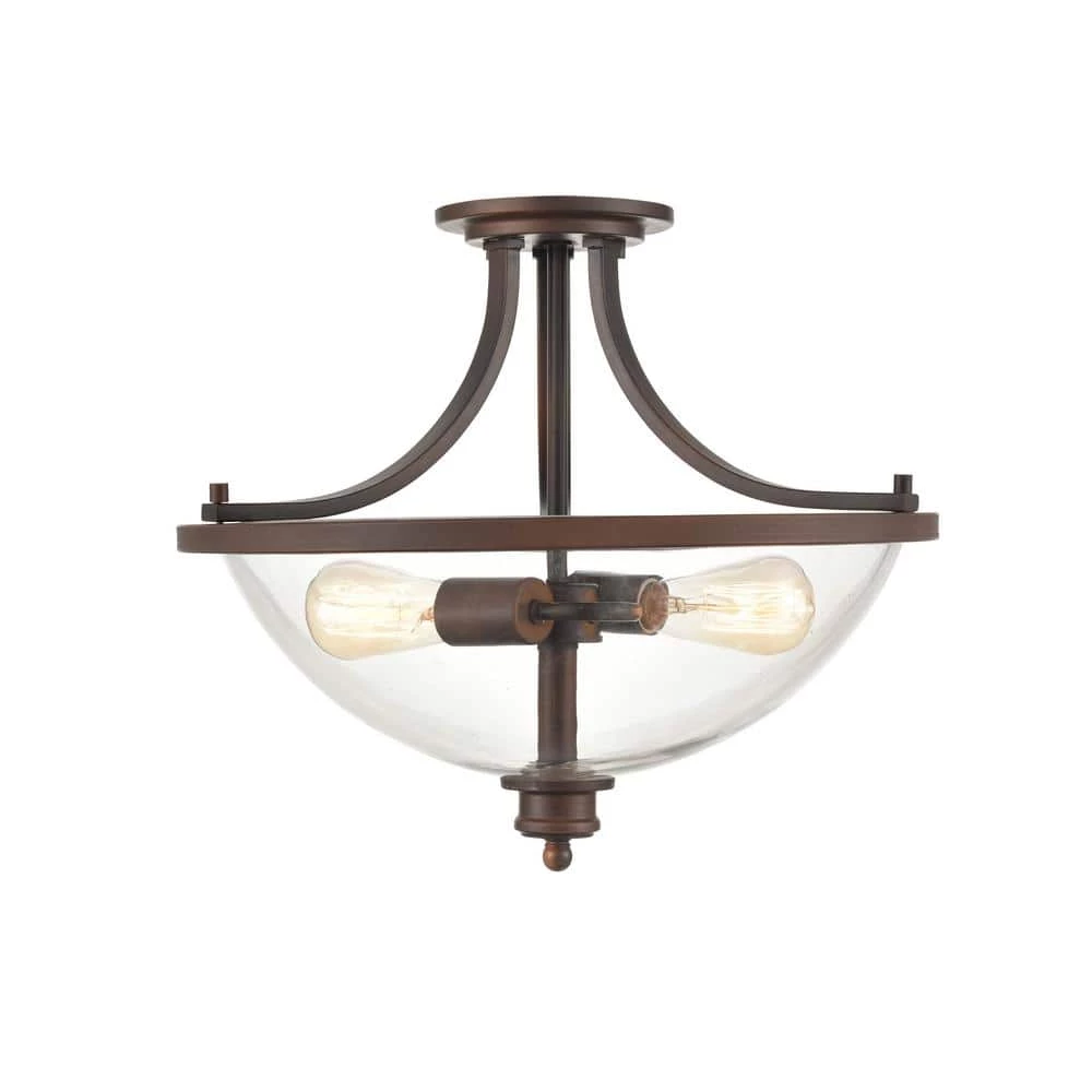 19 in. 2-Light Rubbed Bronze Semi-Flush Ceiling Flush Mount by Millennium Lighting 1 19 in. 2-Light Rubbed Bronze Semi-Flush Ceiling Flush Mount by Millennium Lighting