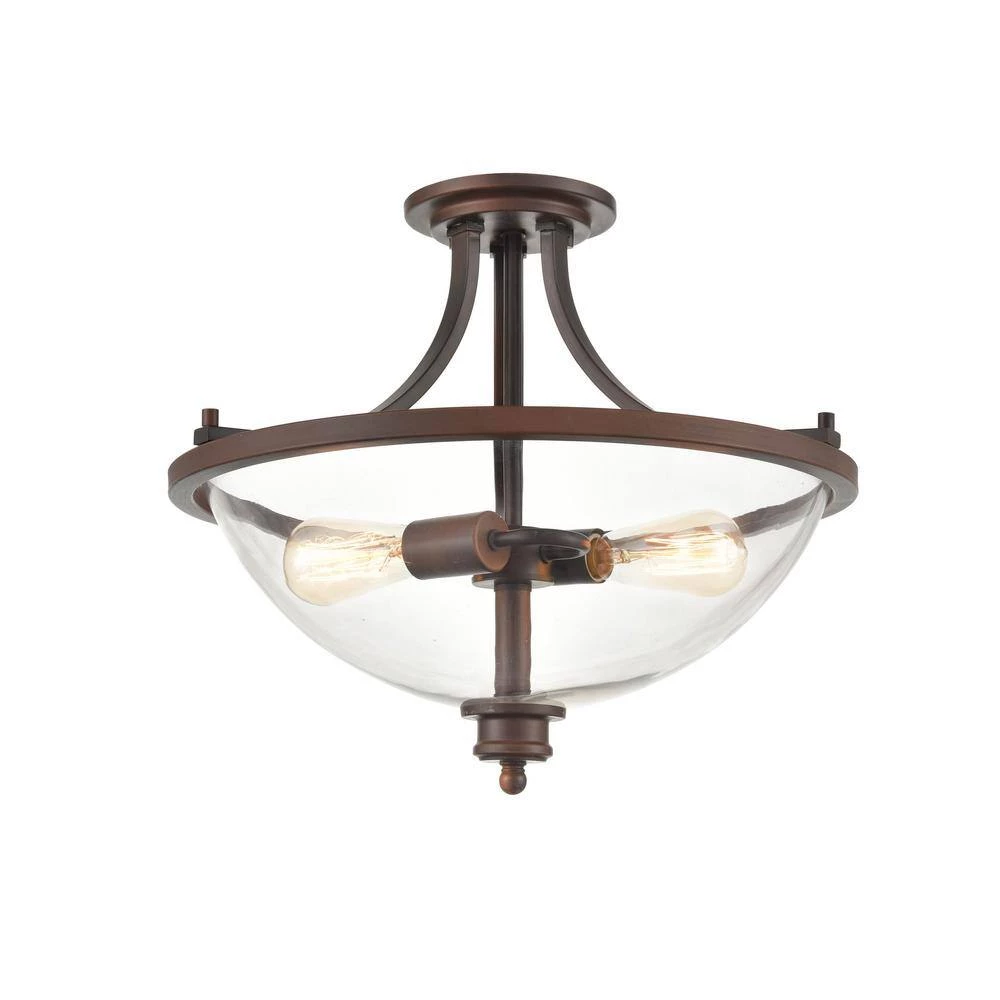 19 in. 2-Light Rubbed Bronze Semi-Flush Ceiling Flush Mount by Millennium Lighting 2 19 in. 2-Light Rubbed Bronze Semi-Flush Ceiling Flush Mount by Millennium Lighting - Image 2
