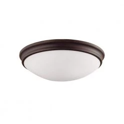 14 in. W 3-Light Rubbed Bronze Ceiling Fixture Flush Mount Bowl with Glass Shade by Millennium Lighting