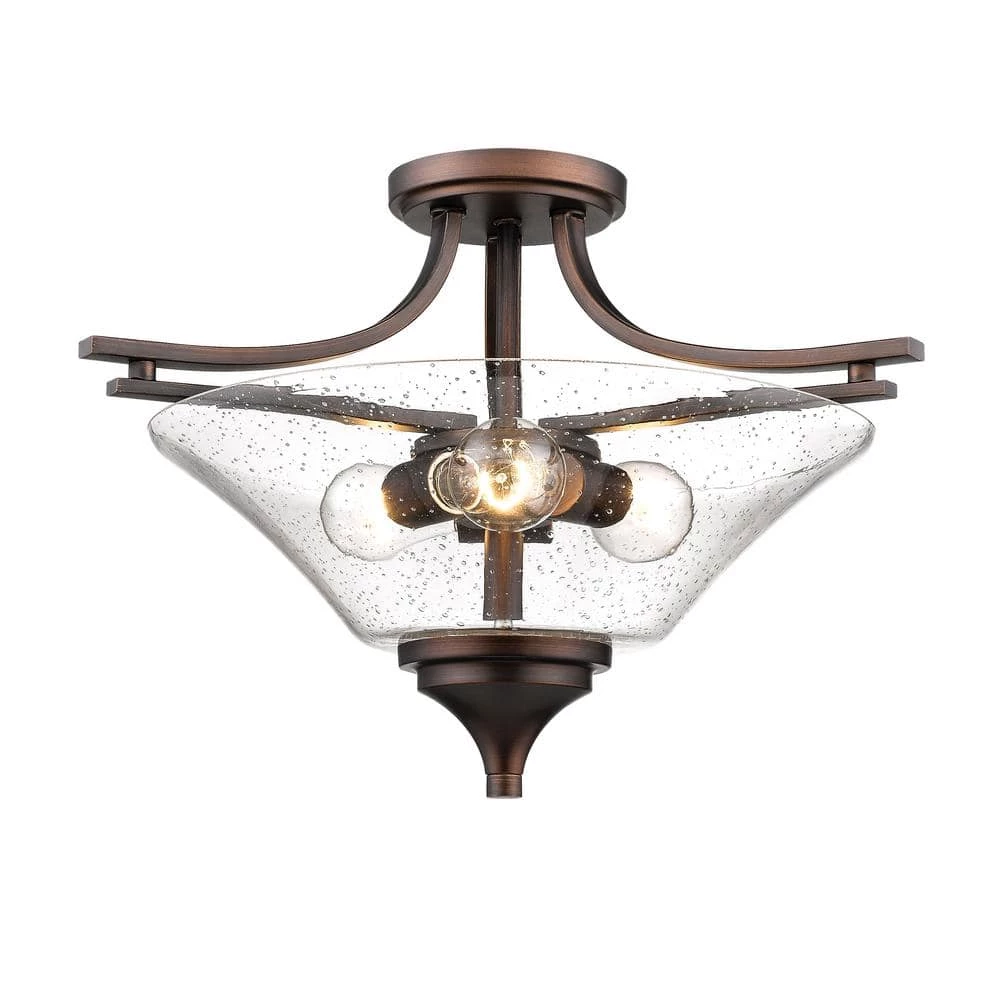 3-Light 19 in. Rubbed Bronze Semi-Flush by Millennium Lighting 1 3-Light 19 in. Rubbed Bronze Semi-Flush by Millennium Lighting