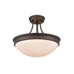 14 in. W 3-Light Rubbed Bronze Semi-Flush Ceiling Flush Mount by Millennium Lighting
