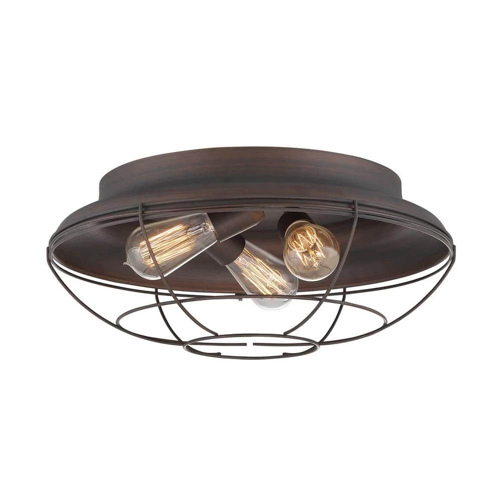 17 in. 3-Light Rubbed Bronze Flushmount by Millennium Lighting 1 17 in. 3-Light Rubbed Bronze Flushmount by Millennium Lighting