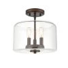 11 in. 3-Light Rubbed Bronze Semi-Flush Ceiling Flush Mount by Millennium Lighting
