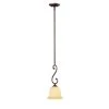 1-Light Rubbed Bronze Mini Pendant with Turinian Scavo Glass by Millennium Lighting