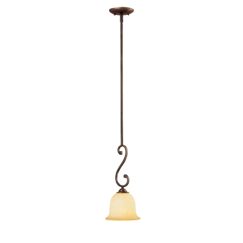 1-Light Rubbed Bronze Mini Pendant with Turinian Scavo Glass by Millennium Lighting 1 1-Light Rubbed Bronze Mini Pendant with Turinian Scavo Glass by Millennium Lighting