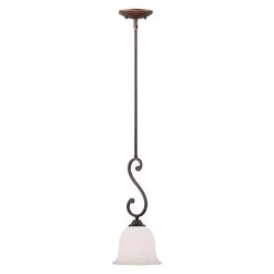 Rubbed Bronze Mini Pendant with Etched White Glass by Millennium Lighting