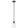 1-Light Rubbed Bronze Mini Pendant with Etched White Glass by Millennium Lighting
