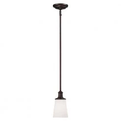 1-Light Rubbed Bronze Mini Pendant with Etched White Glass by Millennium Lighting