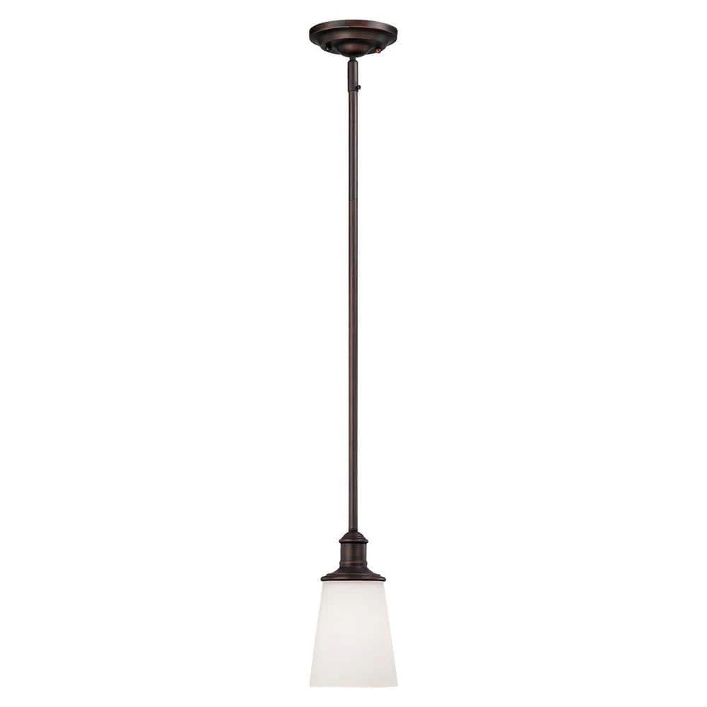 1-Light Rubbed Bronze Mini Pendant with Etched White Glass by Millennium Lighting 1 1-Light Rubbed Bronze Mini Pendant with Etched White Glass by Millennium Lighting