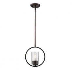 1-Light 9.75 in. Rubbed Bronze Mini Pendant by Millennium Lighting