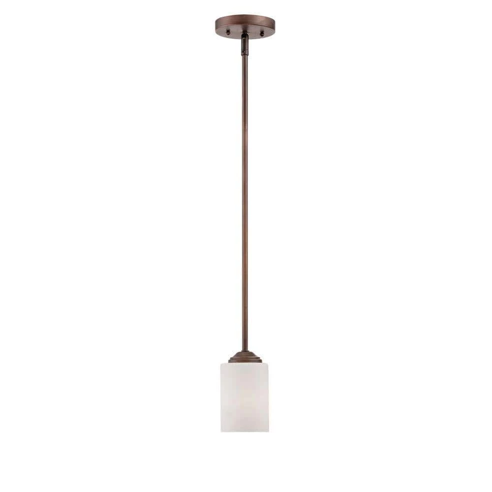 1-Light Rubbed Bronze Mini Pendant with Etched White Glass by Millennium Lighting 1 1-Light Rubbed Bronze Mini Pendant with Etched White Glass by Millennium Lighting