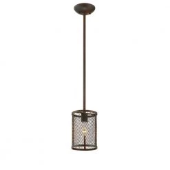 1-Light 8 in. Rubbed Bronze Mini Pendant by Millennium Lighting