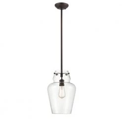 1-Light 12 in. Rubbed Bronze Mini Pendant by Millennium Lighting