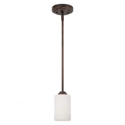 Rubbed Bronze Mini Pendant with Etched White Glass by Millennium Lighting