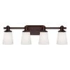4-Light Rubbed Bronze Vanity Light with Etched White Glass by Millennium Lighting