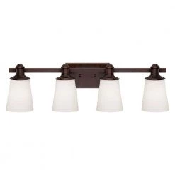 4-Light Rubbed Bronze Vanity Light with Etched White Glass by Millennium Lighting