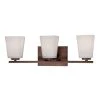 3-Light Rubbed Bronze Vanity Light with Etched White Glass by Millennium Lighting