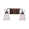 2-Light Rubbed Bronze Vanity Light with Etched White Glass by Millennium Lighting