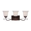3-Light Rubbed Bronze Vanity Light with Etched White Glass by Millennium Lighting