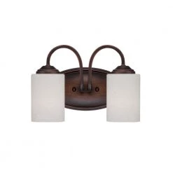 2-Light Rubbed Bronze Vanity Light with Etched White Glass by Millennium Lighting