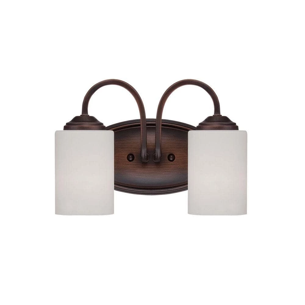 2-Light Rubbed Bronze Vanity Light with Etched White Glass by Millennium Lighting 1 2-Light Rubbed Bronze Vanity Light with Etched White Glass by Millennium Lighting