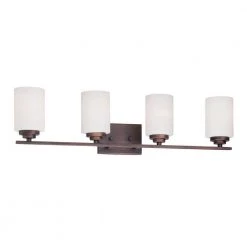 4-Light Rubbed Bronze Vanity Light with Etched White Glass by Millennium Lighting