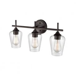 Ashford 22 in. 3-Light Rubbed Bronze Vanity Light with Clear Glass Shade by Millennium Lighting
