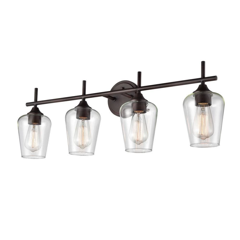 Ashford 31 in. 4-Light Rubbed Bronze Vanity Light with Clear Glass Shade by Millennium Lighting 3 Ashford 31 in. 4-Light Rubbed Bronze Vanity Light with Clear Glass Shade by Millennium Lighting - Image 3