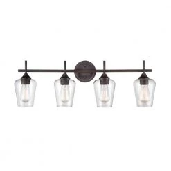 Ashford 31 in. 4-Light Rubbed Bronze Vanity Light with Clear Glass Shade by Millennium Lighting