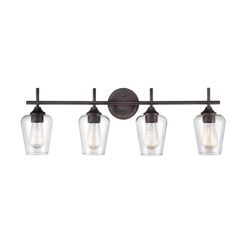 Ashford 31 in. 4-Light Rubbed Bronze Vanity Light with Clear Glass Shade by Millennium Lighting 1 Ashford 31 in. 4-Light Rubbed Bronze Vanity Light with Clear Glass Shade by Millennium Lighting