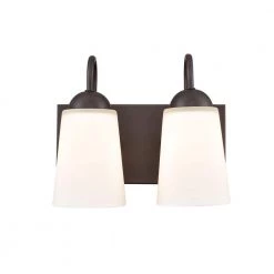 Ivey Lake 10 in. 2-Light Rubbed Bronze Bathroom Vanity Light with Etched White Glass by Millennium Lighting