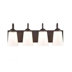 Ivey Lake 21.5 in. 4-Light Rubbed Bronze Bathroom Vanity Light with Etched White Glass by Millennium Lighting