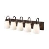 Ivey Lake 27 in. 5-Light Rubbed Bronze Bathroom Vanity Light with Etched White Glass by Millennium Lighting