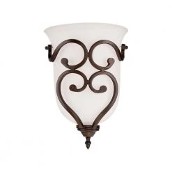 Rubbed Bronze Sconce with Etched White Glass by Millennium Lighting