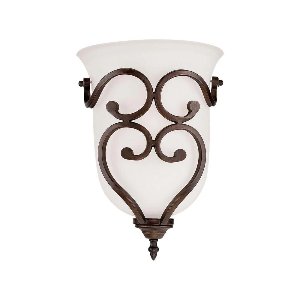 Rubbed Bronze Sconce with Etched White Glass by Millennium Lighting 1 Rubbed Bronze Sconce with Etched White Glass by Millennium Lighting