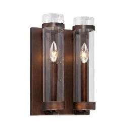Milan Collection 2-Light Rubbed Bronze Wall Sconce with Clear Glass by Millennium Lighting