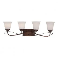 4-Light Rubbed Bronze Sconce with Etched White Glass by Millennium Lighting