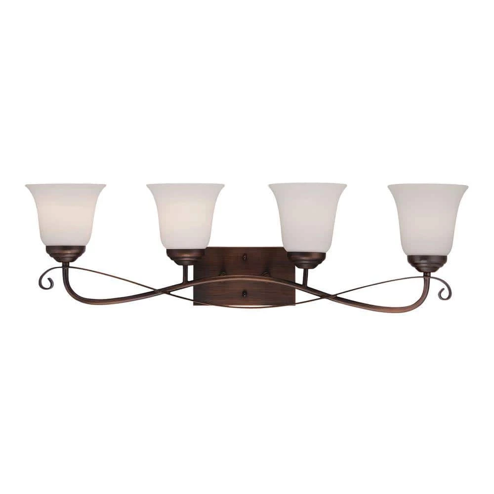 4-Light Rubbed Bronze Sconce with Etched White Glass by Millennium Lighting 1 4-Light Rubbed Bronze Sconce with Etched White Glass by Millennium Lighting