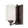 Rubbed Bronze Wall Sconce with Etched White Glass by Millennium Lighting