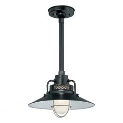 R Series 14 in. 1-Light Satin Black Railroad Shade by Millennium Lighting