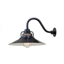 R Series 18 in. 1-Light Satin Black Railroad Shade by Millennium Lighting