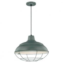 18 in. 1-Light Satin Green Warehouse/Cord Hung by Millennium Lighting
