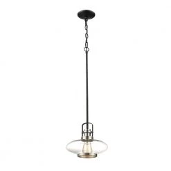 1-Light 10 in. Satin Nickel/Matte Black Mini Pendant by Millennium Lighting