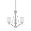 3-Light Satin Nickel Chandelier with Etched White Glass by Millennium Lighting