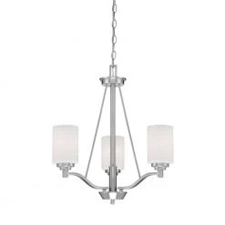 3-Light Satin Nickel Chandelier with Etched White Glass by Millennium Lighting